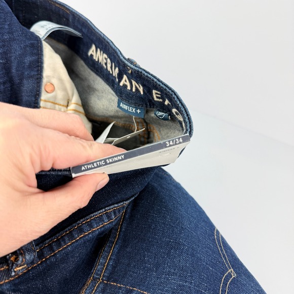 New American Eagle Airflex Athletic Skinny Men's Jeans Simply Dark 34X34 - Picture 6 of 12